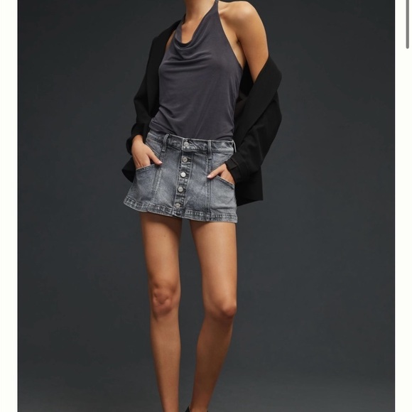 MOTHER Superior The Breaker Micro Mini Denim Skort - Picture 2 of 14